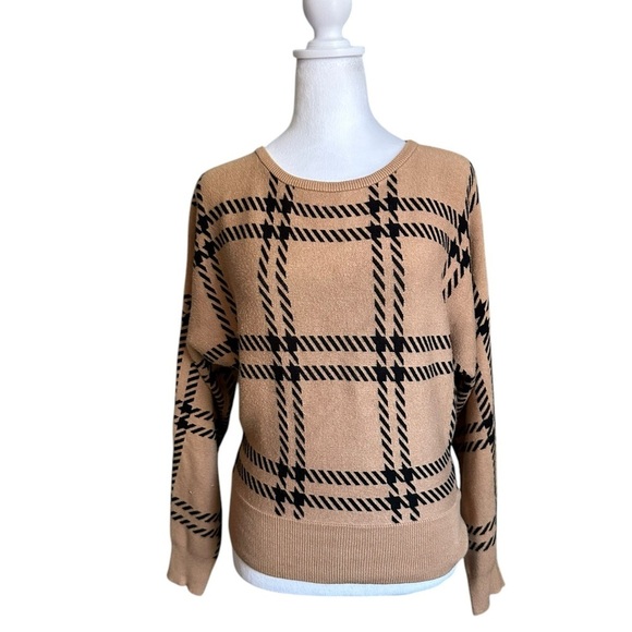 Express Women's Size SP Sweater Top Long Sleeve Striped Brown/black - Picture 1 of 16